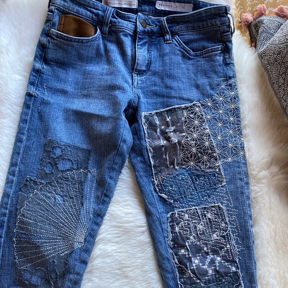 PILCRO AND THE LETTERPRESS WOMENS SUPER CUTE PATCH JEANS SIZE 25 INSEAM 27 - Picture 6 of 13